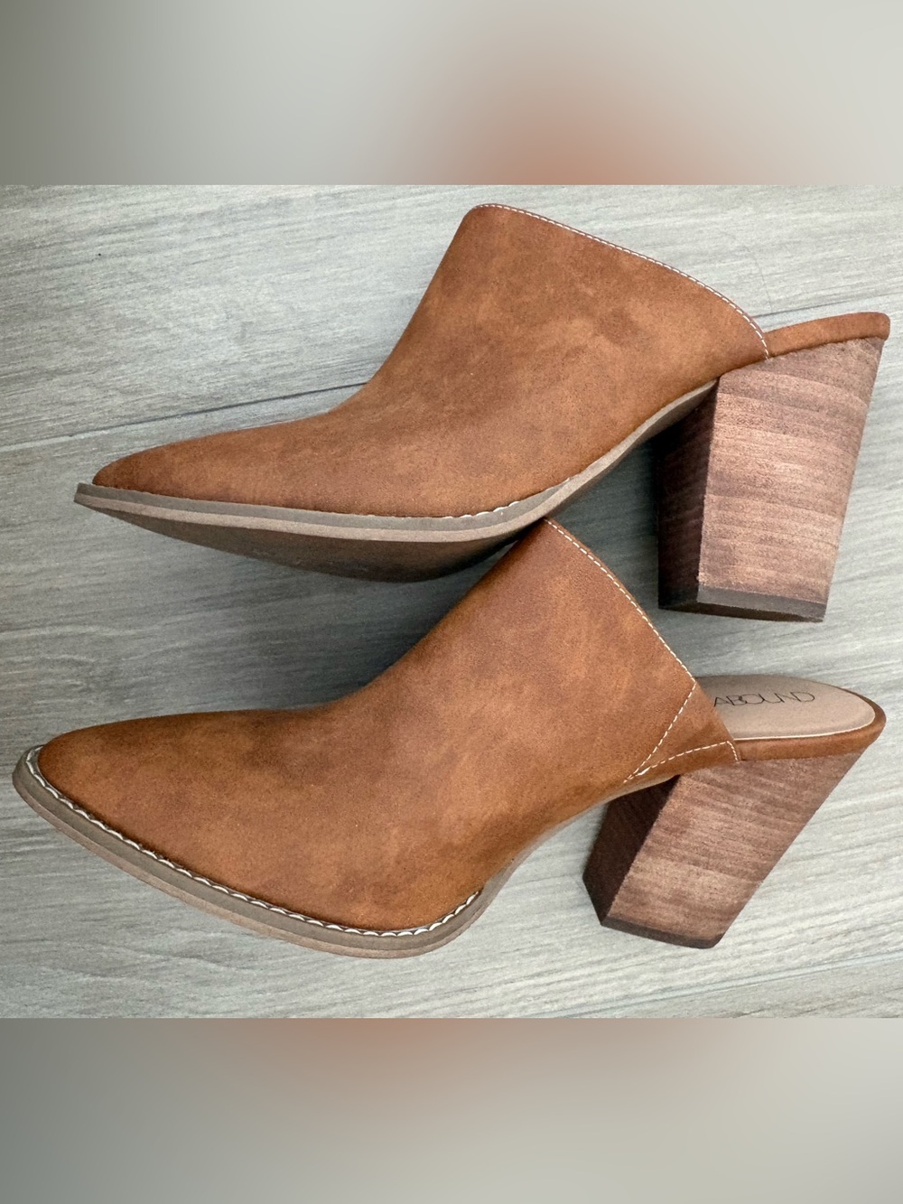 Abound Cognac Brown Suede Mules size 9.5